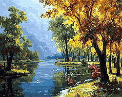 Розмальовка для дорослих Річка в осінньому лісі (BRM25570) 40 х 50 см