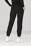 Штани-джогери жіночі укорочені зі стрейч-котону, чорні спортивні штани жіночі на манжетах VS 1105, фото 3