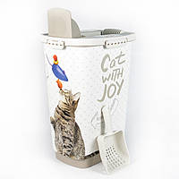 RothoMyPet Пищевой контейнер CODY "Кот и Собака" 24,5*18*32 см 10 л Серый
