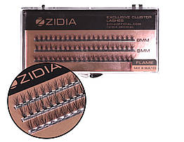 Вії накладні пучкові Полумя Zidia Cluster Lashes Flame Series C 0.10 Mix S (3 лєнти 8/9/10 мм)