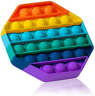 Игрушка антистресс пупырка восьмиугольник Pop It Octagon Rainbow 12,5х12,5 см