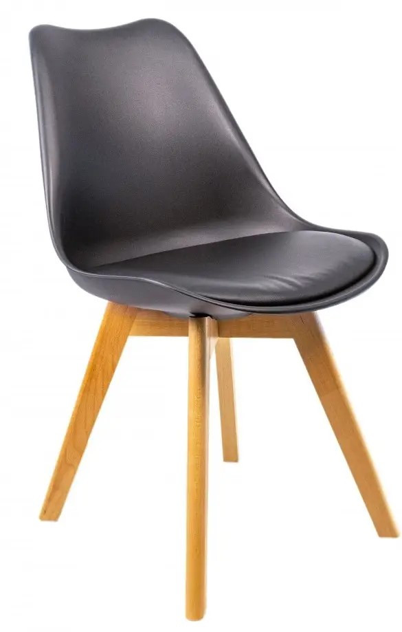 Крісло стілець зі спинкою на дерев'яних ніжках Bonro B-487. Колір чорний., фото 1