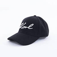 Кепка бейсболка мужская женская хлопковая с вышитым логотипом бренда Karl Lagerfeld черная