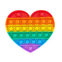 Игрушка антистресс пупырка сердце Pop It Heart Rainbow 15х13,5 см