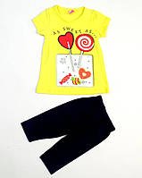 Комплект для девочки футболка и бриджи Stella kidsRibemix Желтый с черным