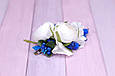 Заколка прикраса для волосся з квітами біло-синя 408 об, фото 2