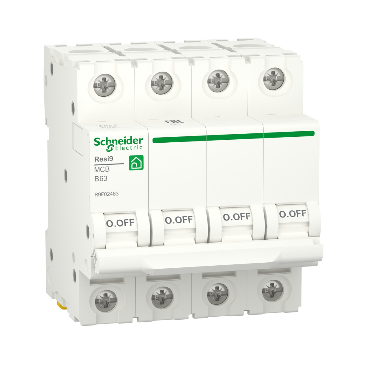 Автоматичний вимикач RESI9 Schneider Electric 63 А, 4P, крива В, 6кА (R9F02463)