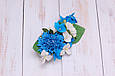Заколка для волосся з квітами біло-синя 409 об, фото 2