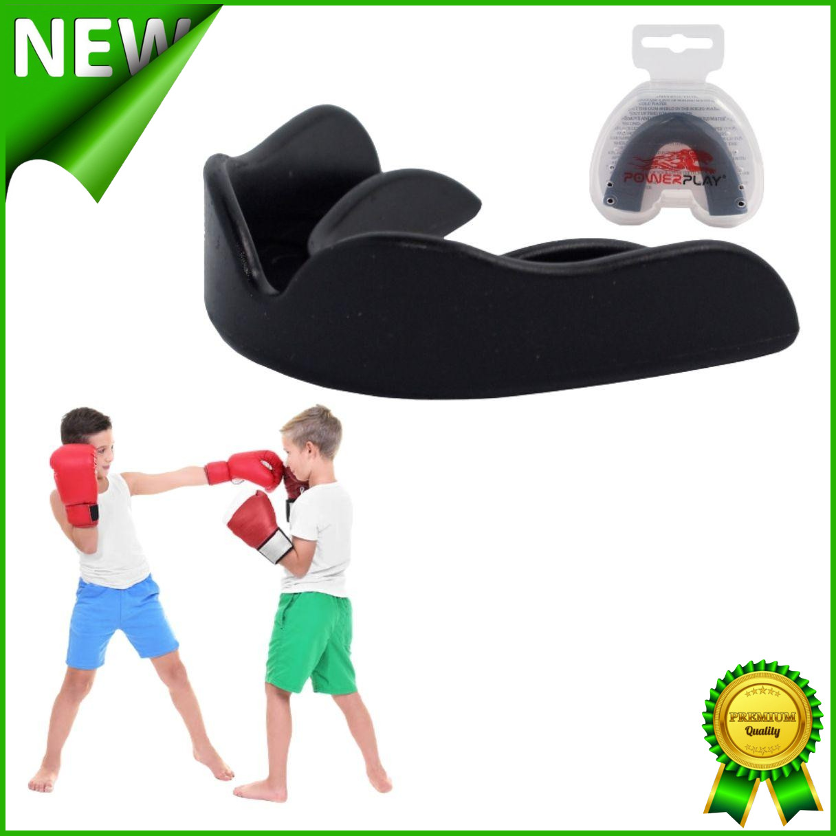 Капа боксерская одночелюстная PowerPlay 3308 JR подростковая спортивная для контактных видов спорта черная - фото 1 - id-p1353002047