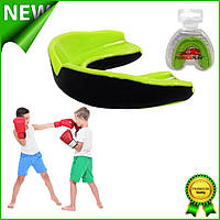 Капа боксерская одночелюстная PowerPlay 3314 JR подростковая спортивная для контактных видов спорта зел/черная