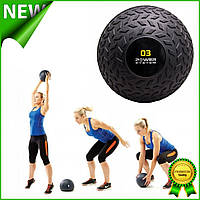 Мяч SlamBall для кросфита и фитнеса Power System PS-4114 3 кг рифленый, набивной медицинский мяч слэмбол Gold