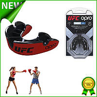 Капа боксерская одночелюстная Opro Junior Silver Ufc Hologram Red-Black детская спортивная для защиты зубов