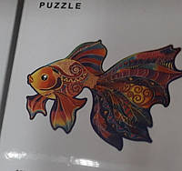 Пазлы деревянные wooden puzzle головоломка вкладыш из цельных фигурок обирается картина Рыбка 170-200 элемент