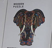 Пазлы деревянные wooden puzzle головоломка вкладыш из цельных фигурок обирается картина Слон