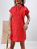 🔸 Жіноче льняне плаття туніка літнє, коротке | Сукня-сорочка натуральна, 100% льон, на літо | Норма, фото 3