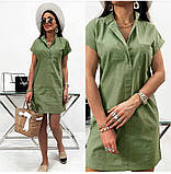 🔸 Жіноче льняне плаття туніка літнє, коротке | Сукня-сорочка натуральна, 100% льон, на літо | Норма, фото 5