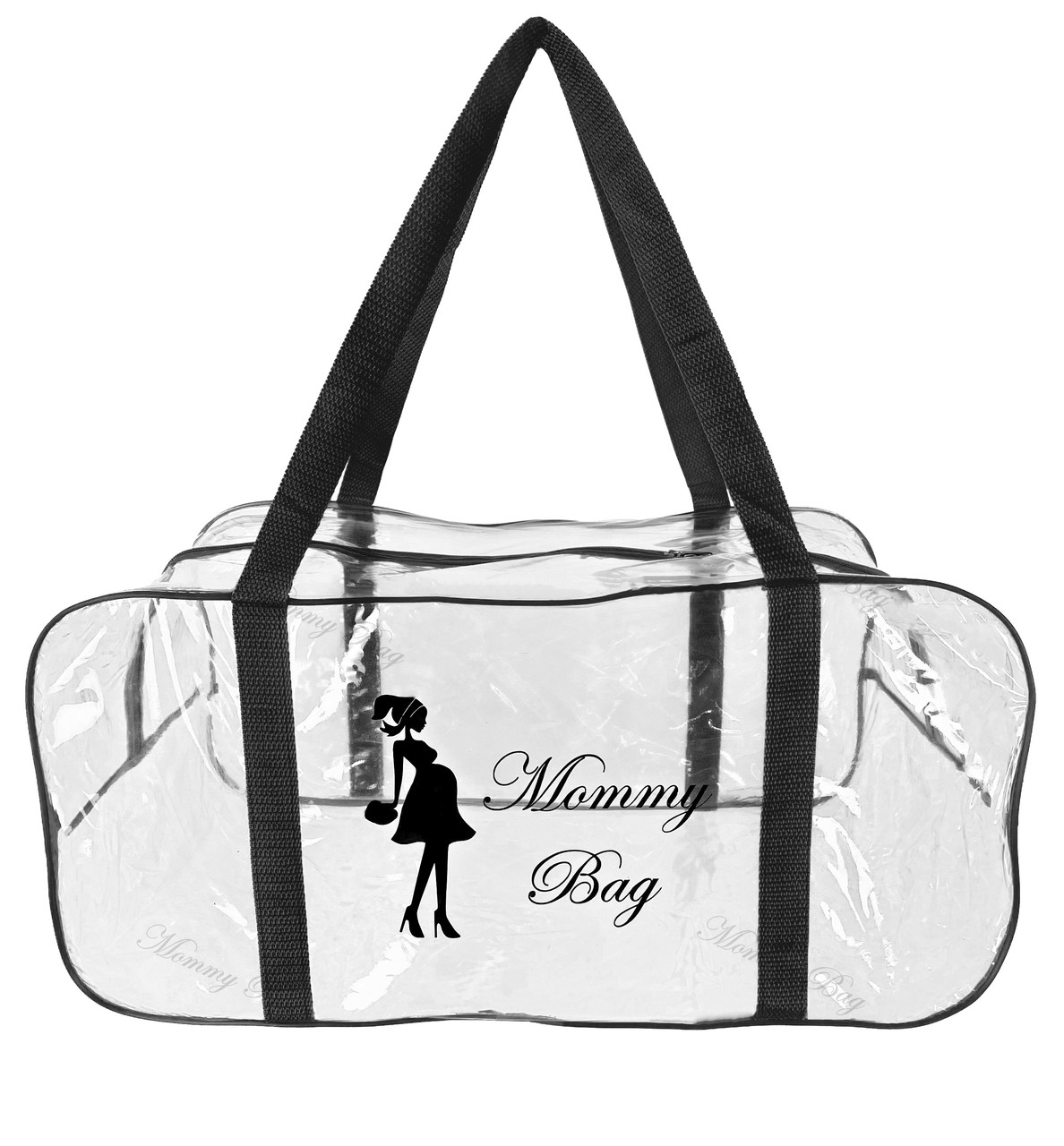 Велика прозора сумка в пологовий будинок для речей Mommy Bag р. L чорна Сумка для майбутніх мам