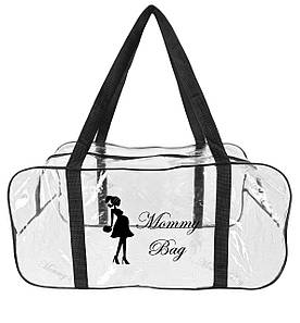 Велика прозора сумка в пологовий будинок для речей Mommy Bag р. L чорна Сумка для майбутніх мам