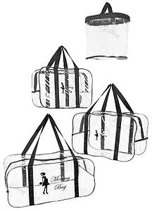 Прозорі сумки в пологовий будинок для майбутніх мам Mommy Bag р. S, M, L + органайзер Прозора сумка в родзал чорна
