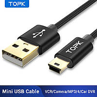 Mini USB кабель TOPK AN82 в оплётки красный Mini-B