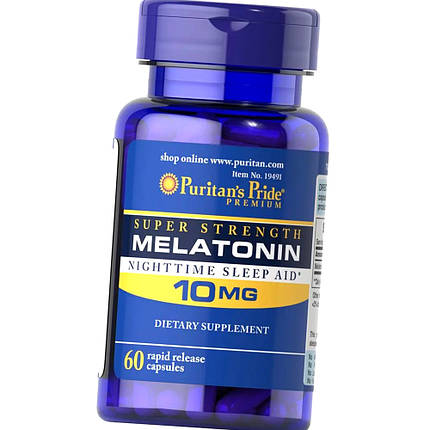 Мелатонін Puritan's Pride Melatonin 10 mg 60 капс, фото 2