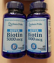 Біотин Puritan's Pride Biotin 5000 mcg 60 капс, фото 6
