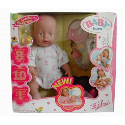 Лялька пупс "Маленька ляля" (Baby born) — 46 см. 8 функцій. 10 аксесуарів. Їсть, пищає в горщик тощо.