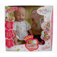 Лялька пупс "Маленька ляля" (Baby born) 46 см. 8 функцій. 10 аксесуарів. Їсть, пищає в горщик тощо.