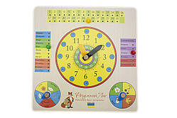 Дерев'яна іграшка дощечка Годинник і Календар