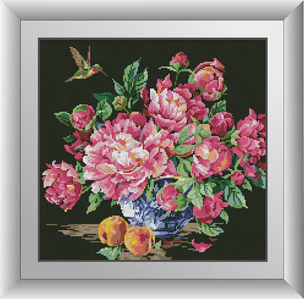 30509 Набір діамантової мозаїки Колібрі і піонії, фото 1