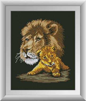 30685 Набір діамантової мозаїки Батько і син. Леви., фото 1