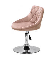 Стілець Foro Button CH-Base рожевий 1021 велюр з каретною стяжкою на хромованій круглій опорі-нозі, фото 4