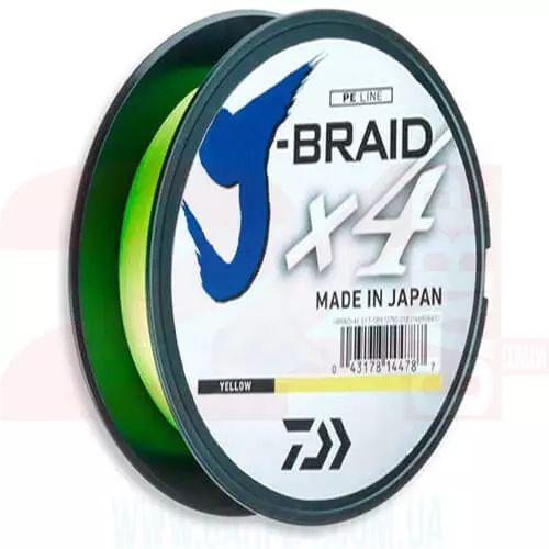 Шнур рибальський плетений Daiwa J-Braid x4 12740-010 135м 0.10 мм 3.8 кг жовтий