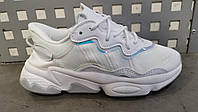 Женские кроссовки Adidas Ozwego кожаные с сеткой белые с голубым () р 36-40 топ качество