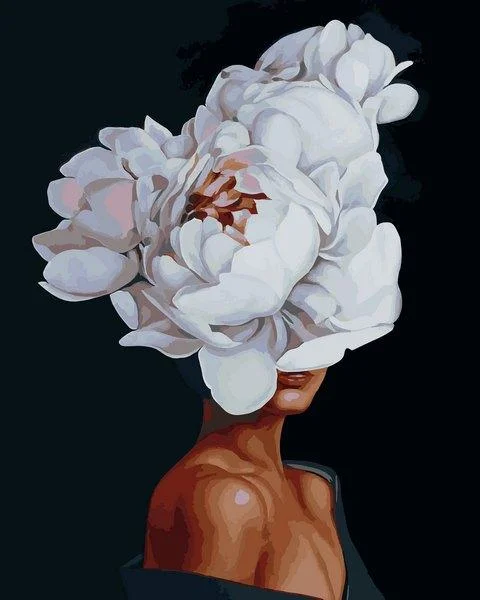 Картины по номерам Эми Джадд девушка с пионами, женственные пионы ...