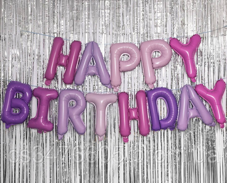 Фольговані букви пантонные HAPPY BIRTHDAY, 40 см