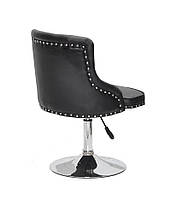 Стілець Olimp CH-Base чорний шкірозамінник із каретною стяжкою на хромованій круглій опорі-ногі, фото 6