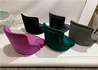 Стілець Olimp CH-Base чорний велюр з каретною стяжкою на хромованій круглій опорі-ноге, фото 4