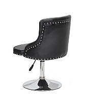 Стілець Olimp CH-Base чорний шкірозамінник із каретною стяжкою на хромованій круглій опорі-ногі, фото 2
