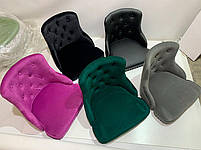 Стілець Olimp CH-Base чорний велюр з каретною стяжкою на хромованій круглій опорі-ноге, фото 2