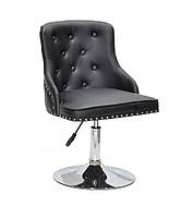 Стілець Olimp CH-Base чорний шкірозамінник із каретною стяжкою на хромованій круглій опорі-ногі, фото 4