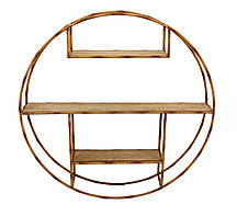 Настінна навісна полиця із металу кругла акцентна золота Гранд Презент 19251