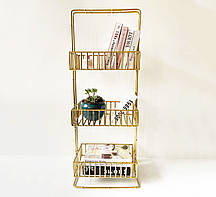 Декоративний стелаж на 3 полиці із золотистого металу Гранд Презент 60688