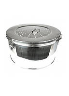 Коробка стерилізаційна за KONRICH з нержавіючої сталі з фільтром №1. Діаметр 125 мм висота 80 мм, об'єм 1 л Диаметр 340 мм, высота 190 мм, объем 17,2 л