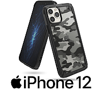 Чехол для iPhone 12/12 Pro Ringke Fusion X Camo Black, камуфляжный, противоударный, бампер на айфон 12/12 про