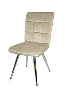 Обідній стілець велюровий Шейх бежевий велюр на хром ногах, Sheikh DC-1832