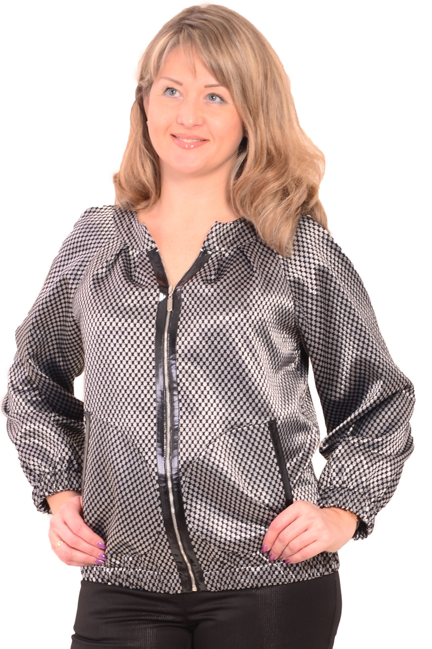 Куртка жакет жіночий на блискавці сірий сталевий великого розміру