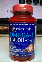 Омега-3 жирні кислоти Puritan's Pride Omega-3 Fish Oil 1000 mg 100 кап риб'ячий жир, фото 2