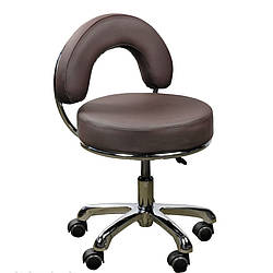 Стілець для майстра педикюру зі спинкою темно-коричневий
