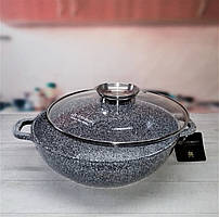 Казан-жаровня-сковорода з мармуровим антипригарним покриттям 4.1 л 28 см Edenberg EB-8041 Жаровня з кришкою
